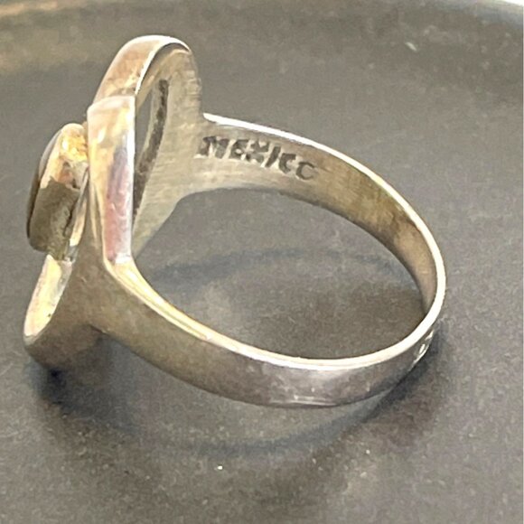 Mexico Abalone Sterling Silver Women's Signed Ring Shell Inlay Size 6.5 Vintage - Picture 7 of 11